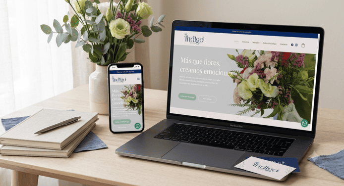 Mockup de la página web Indigo Estudio floral